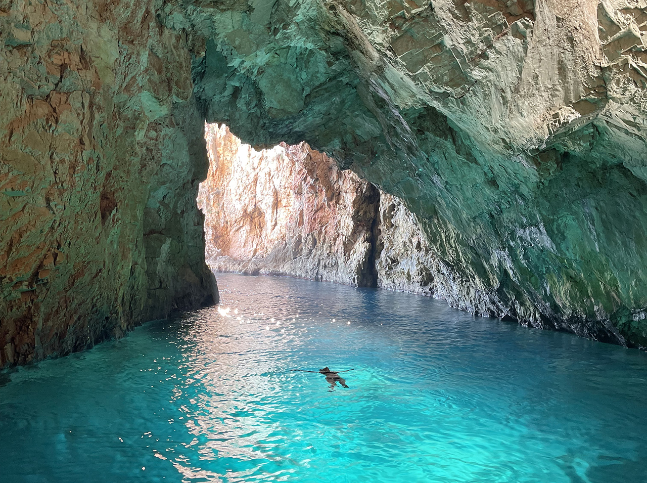 The biggest blue caves of the island